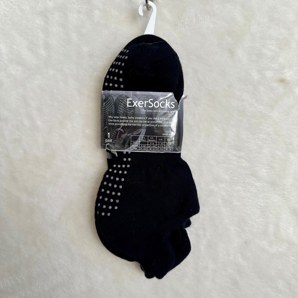 ExerSocks Black Grippy Socks‎ Pilates Yoga NWT